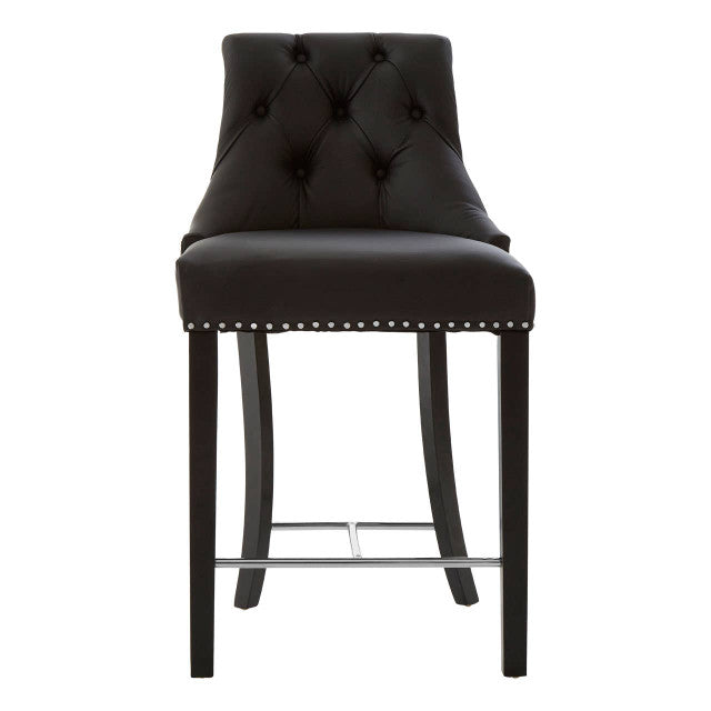 Central Park Black Faux Leather Bar Chair