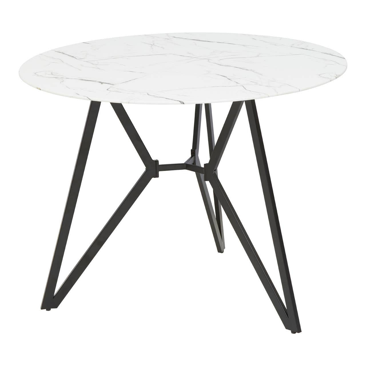 Maya Round Marble Effect Dining Table with 6 Chairs Set
