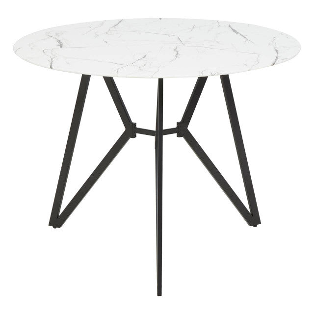 Maya Round Marble Effect Dining Table with 6 Chairs Set