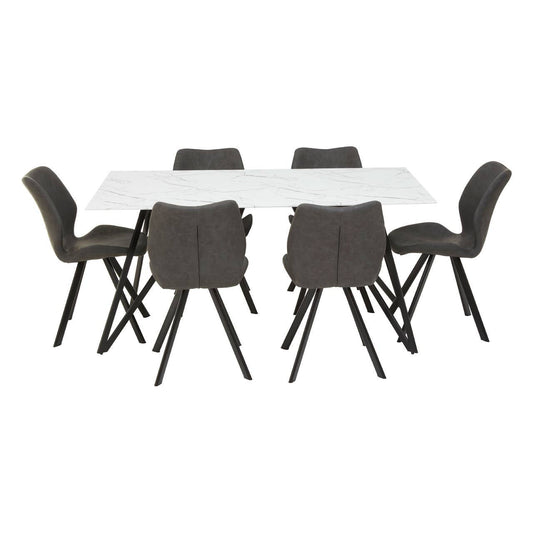 Westley Marble Effect Dining Table with 6 Chairs Set