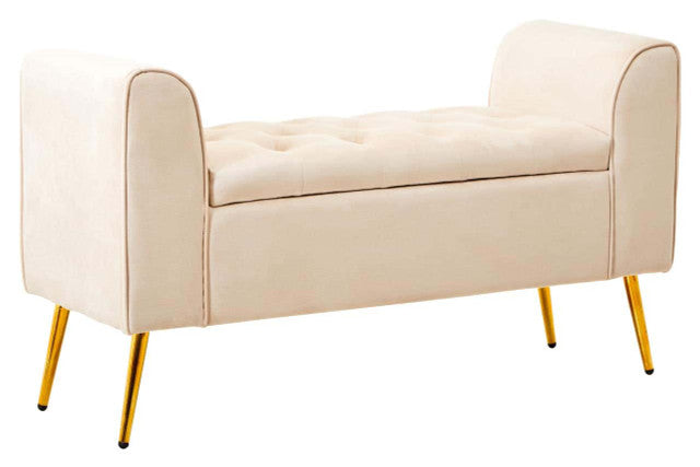 Larin Stone Velvet Ottoman Storage Bench