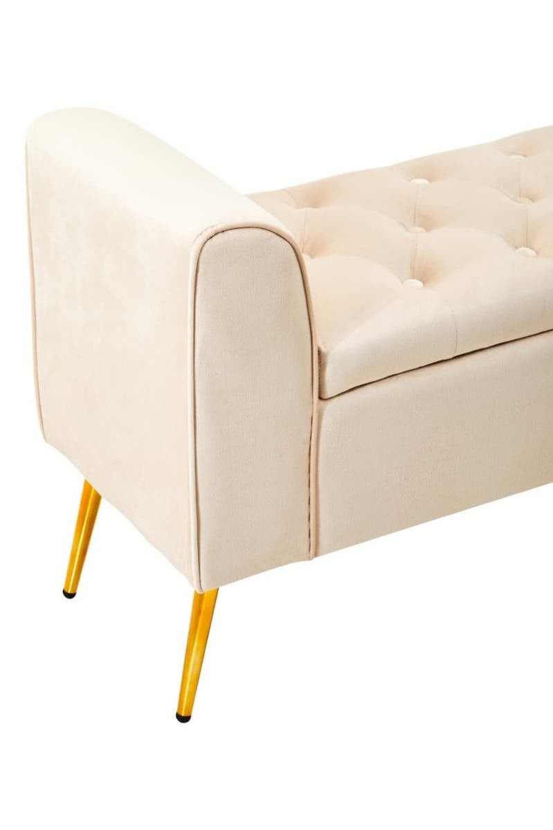 Larin Stone Velvet Ottoman Storage Bench