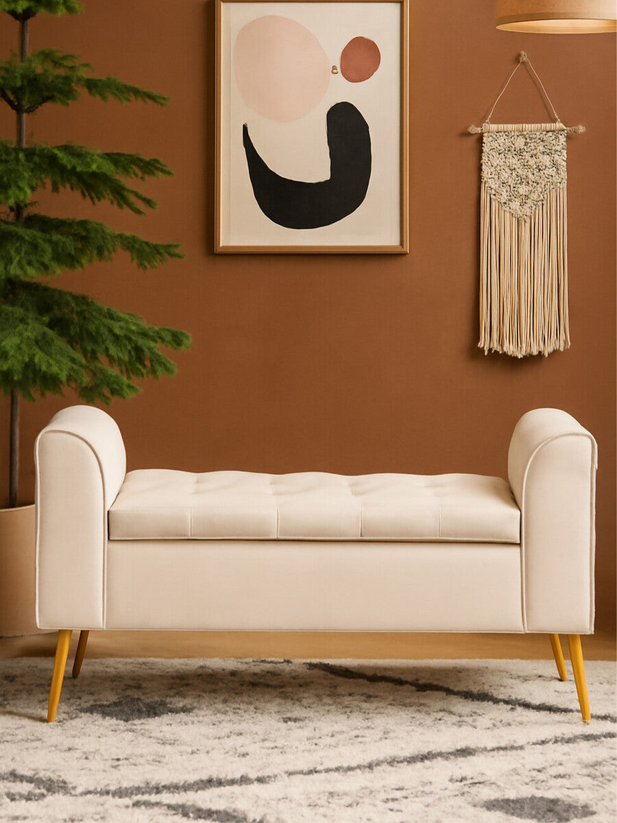 Larin Stone Velvet Ottoman Storage Bench