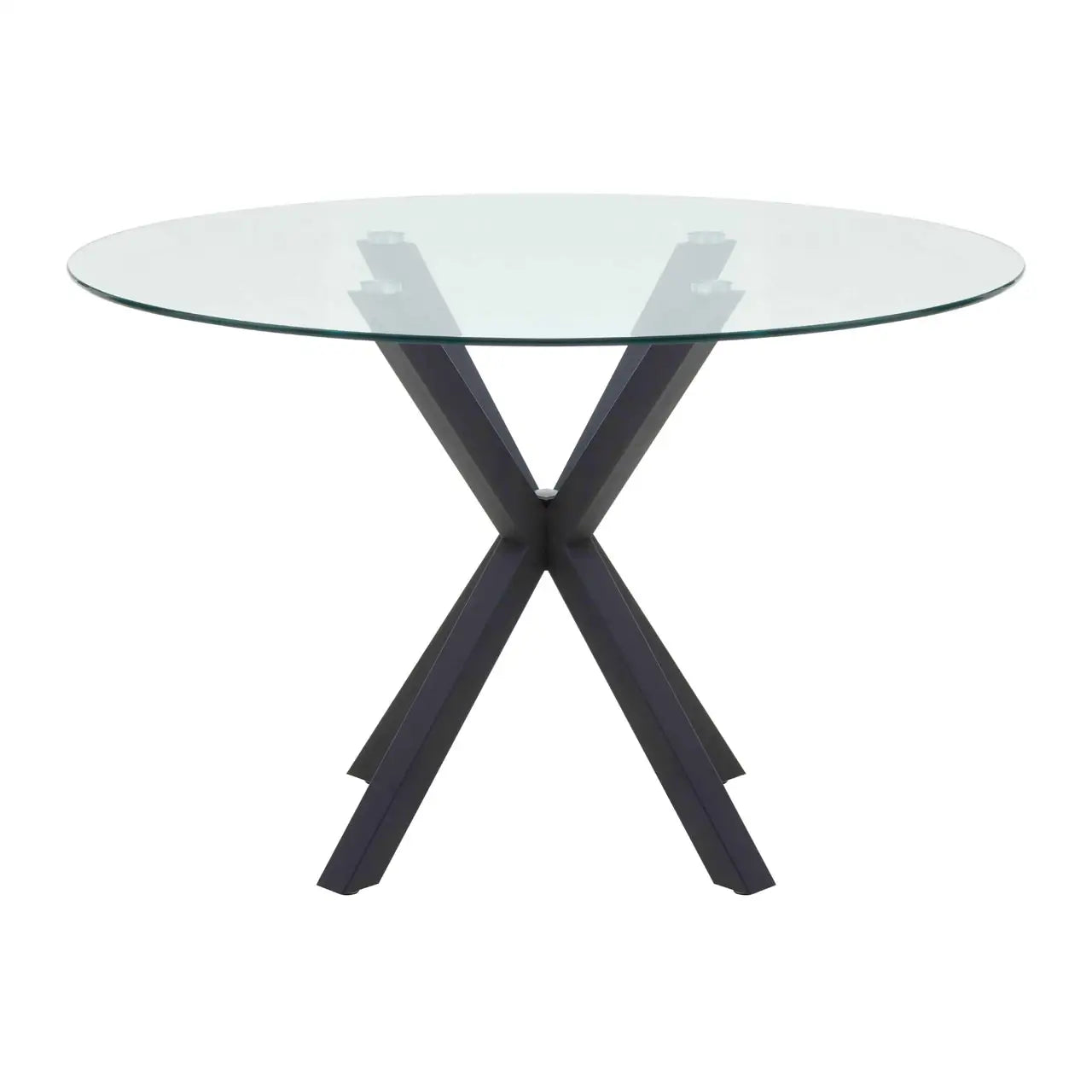 Stockholm Glass Top Dining Table With Black Metal Legs