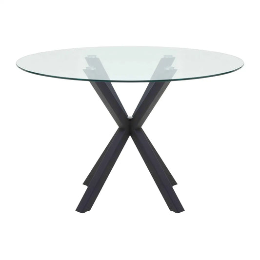 Stockholm Glass Top Dining Table With Black Metal Legs