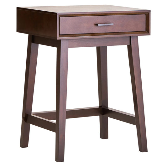 Malia One Drawer Walnut Wood Finish Side Table