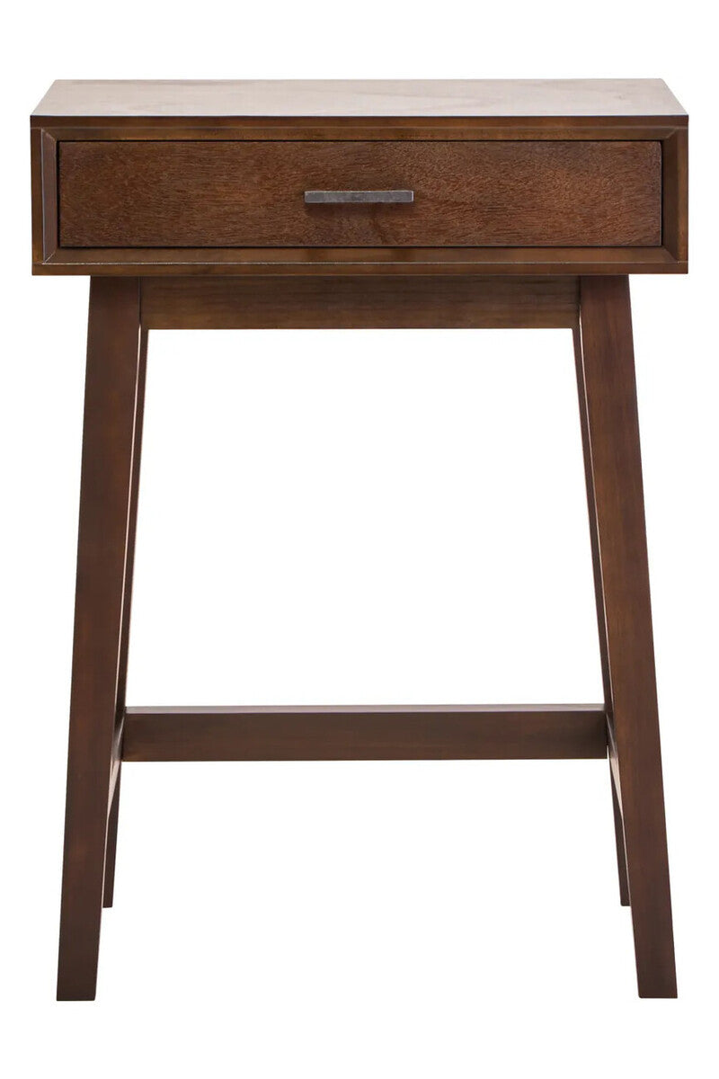 Malia One Drawer Walnut Wood Finish Side Table