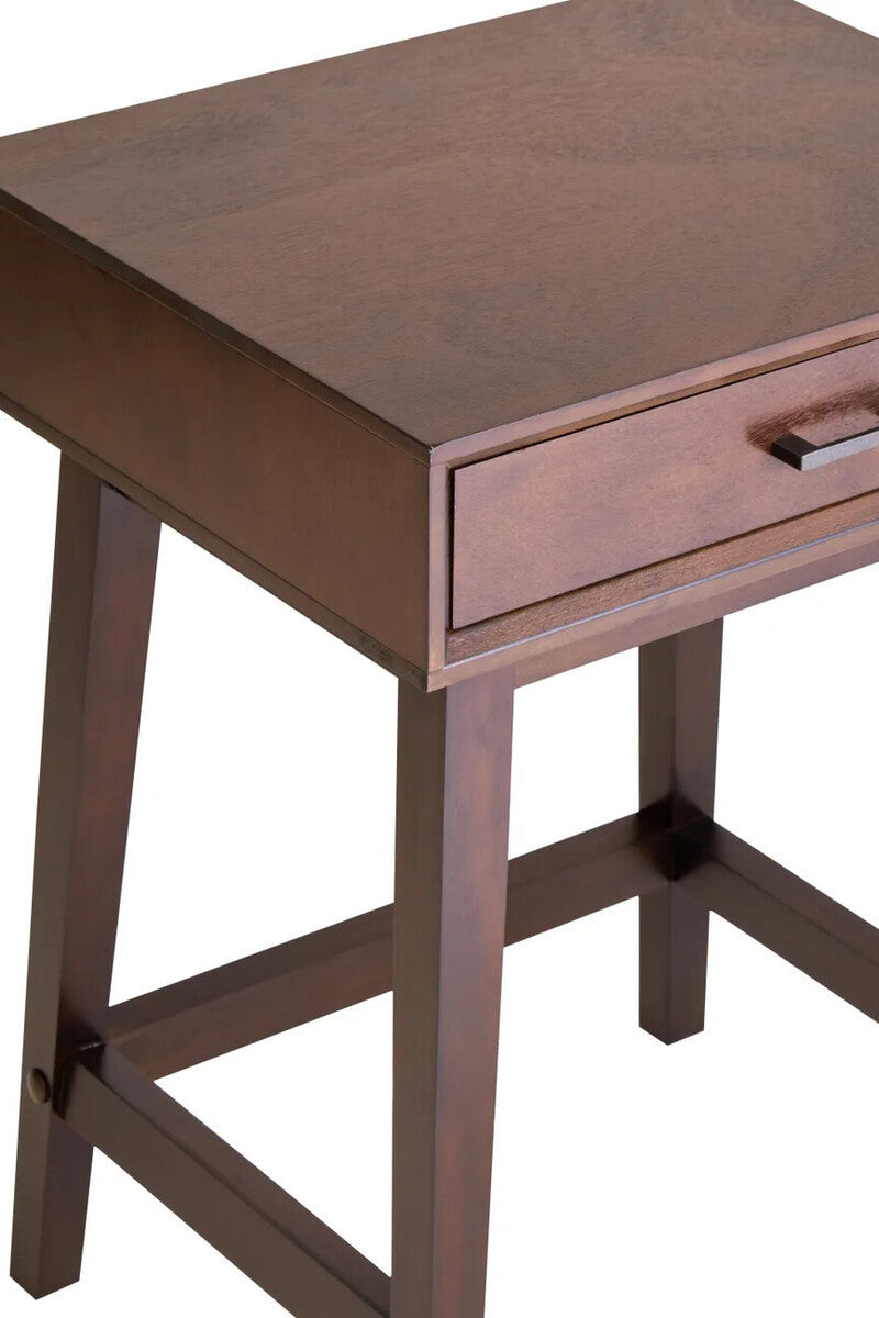 Malia One Drawer Walnut Wood Finish Side Table