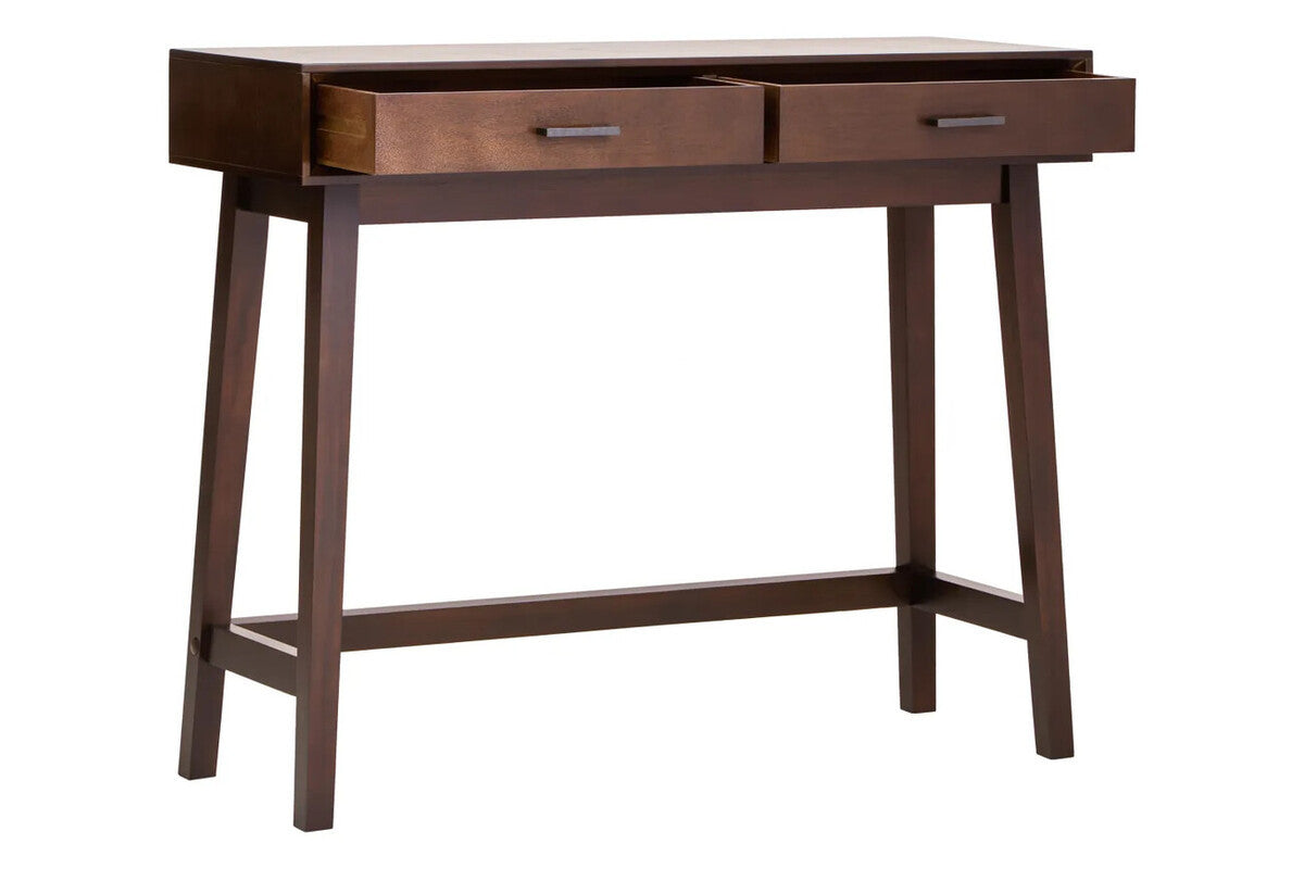 Malia Two Drawer Walnut Finish Wood Console Table