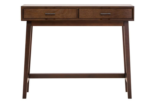 Malia Two Drawer Walnut Finish Wood Console Table