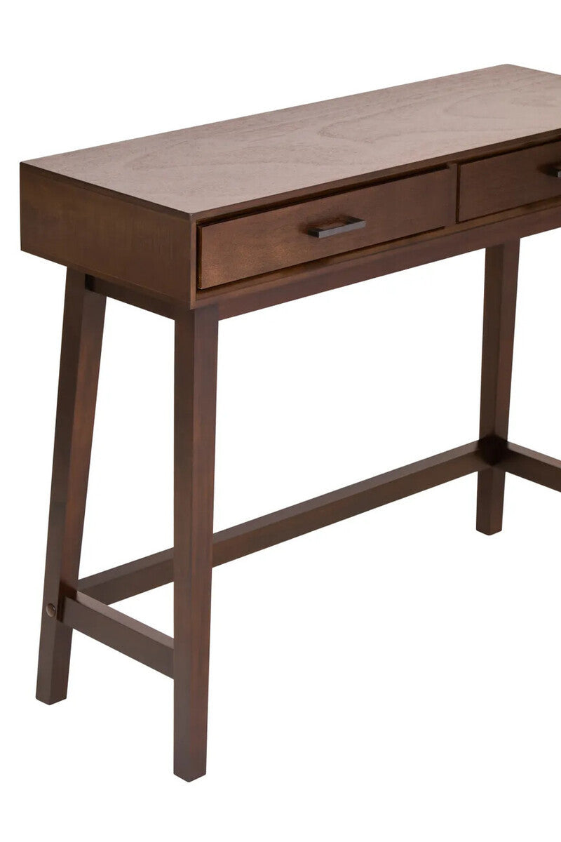 Malia Two Drawer Walnut Finish Wood Console Table