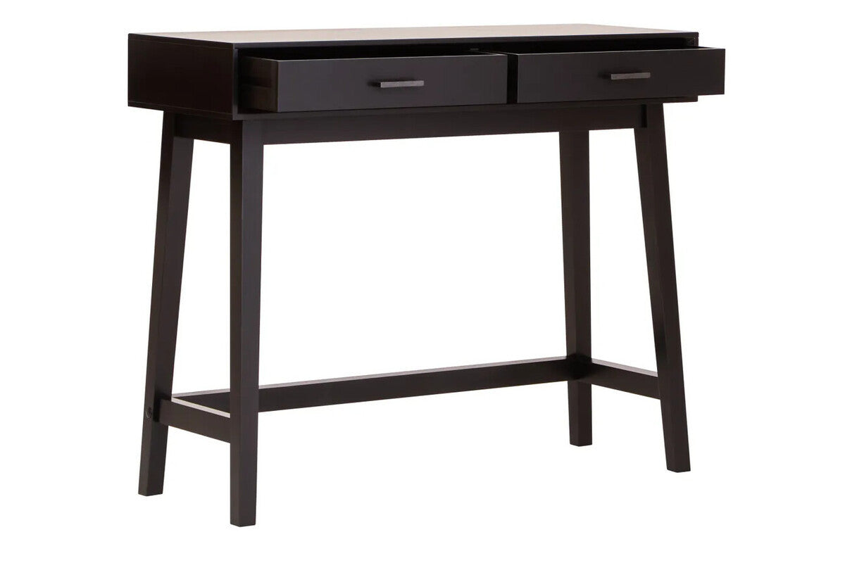 Malia Two Drawer Black Wood Finish Console Table
