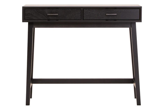 Malia Two Drawer Black Wood Finish Console Table