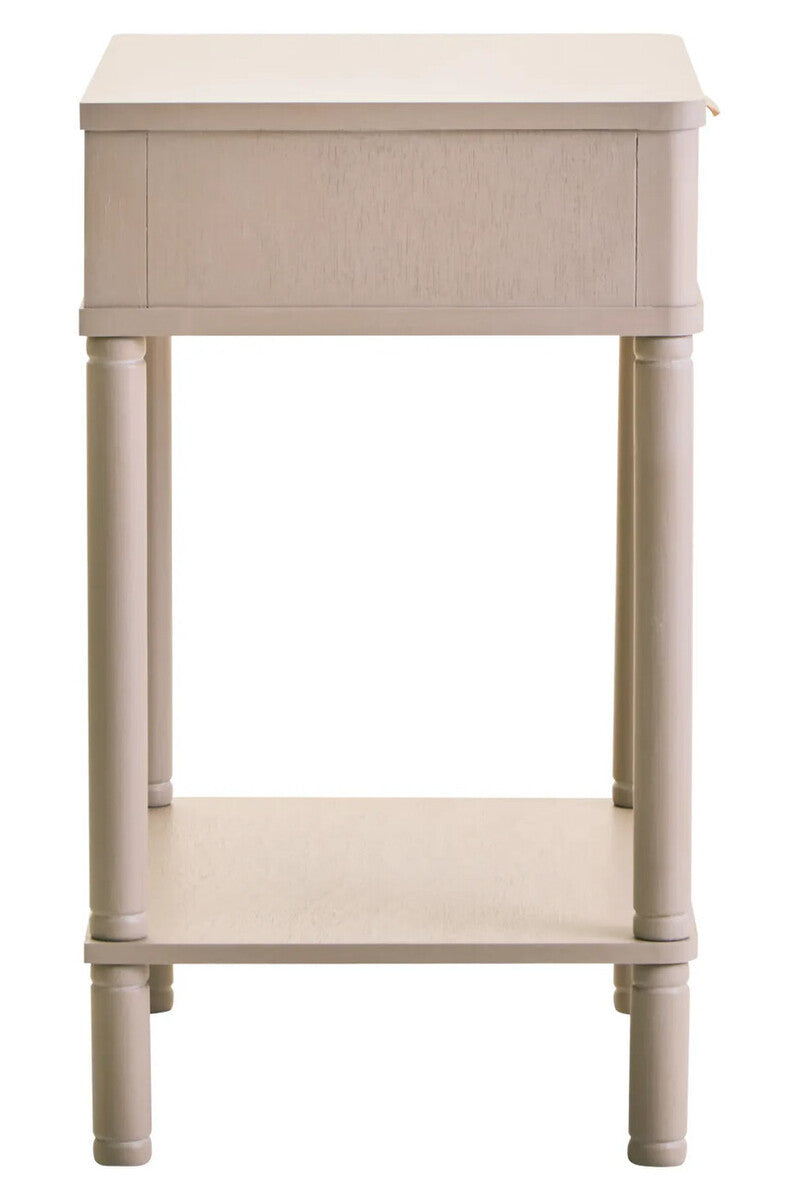 Harley One Drawer Reed Detail Taupe Wood Side Table