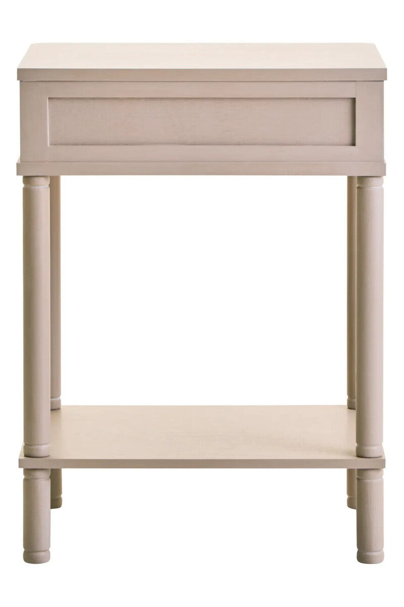 Harley One Drawer Reed Detail Taupe Wood Side Table