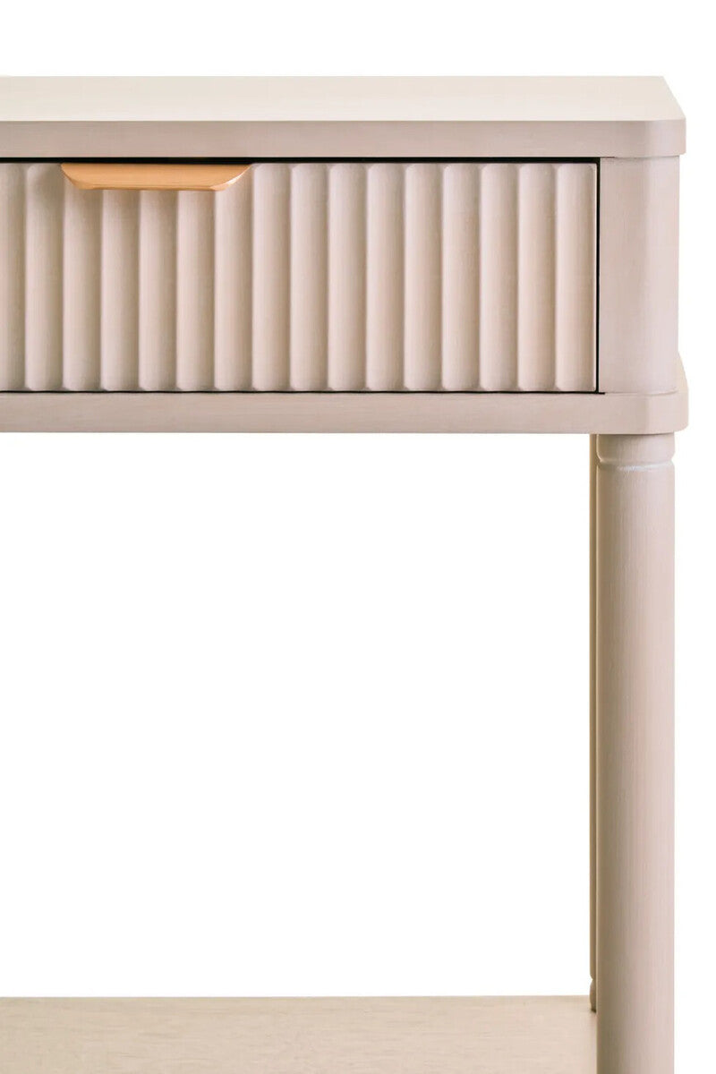 Harley One Drawer Reed Detail Taupe Wood Side Table