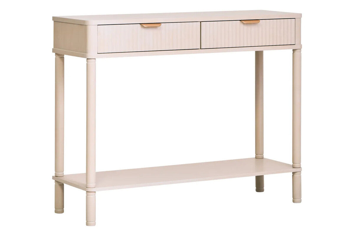 Harley Two Drawer Reed Detail Taupe Wood Console Table