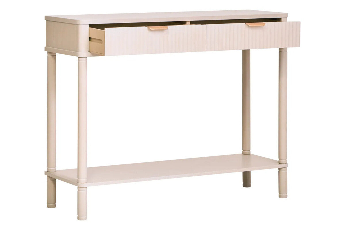 Harley Two Drawer Reed Detail Taupe Wood Console Table