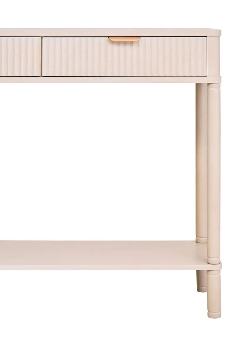 Harley Two Drawer Reed Detail Taupe Wood Console Table