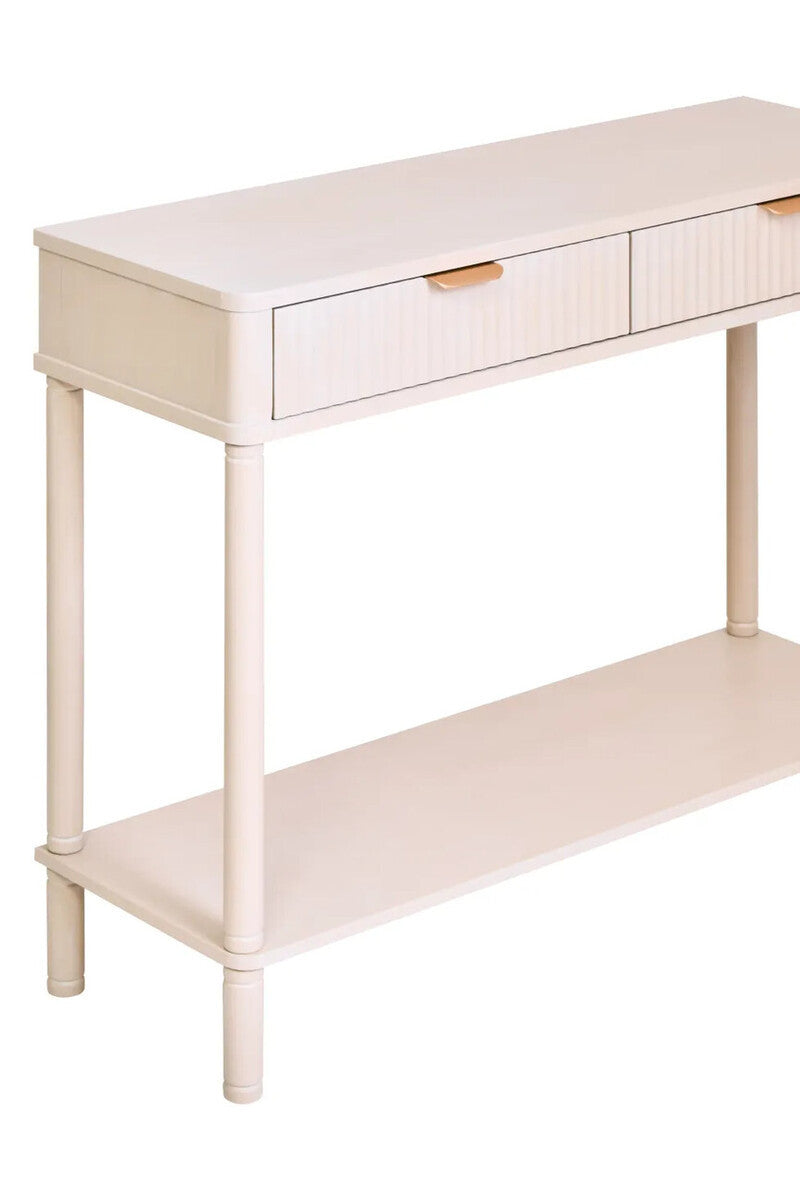 Harley Two Drawer Reed Detail Taupe Wood Console Table