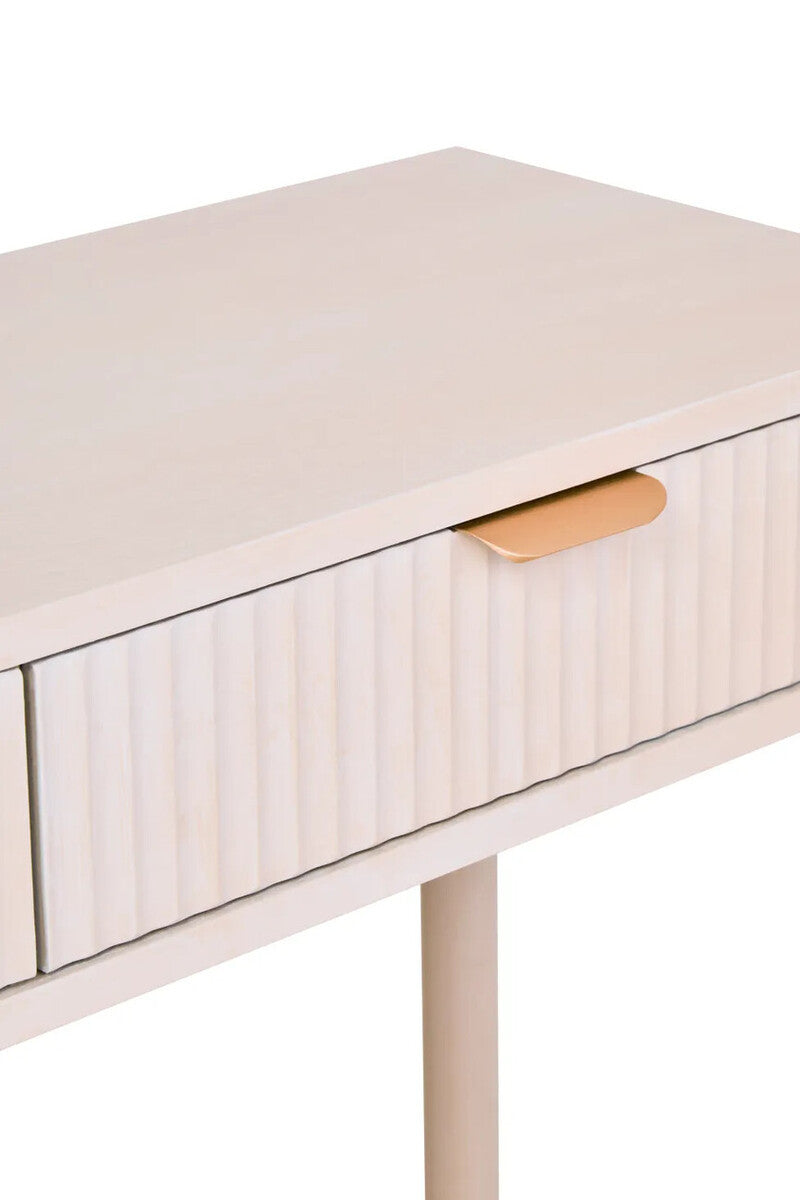 Harley Two Drawer Reed Detail Taupe Wood Console Table