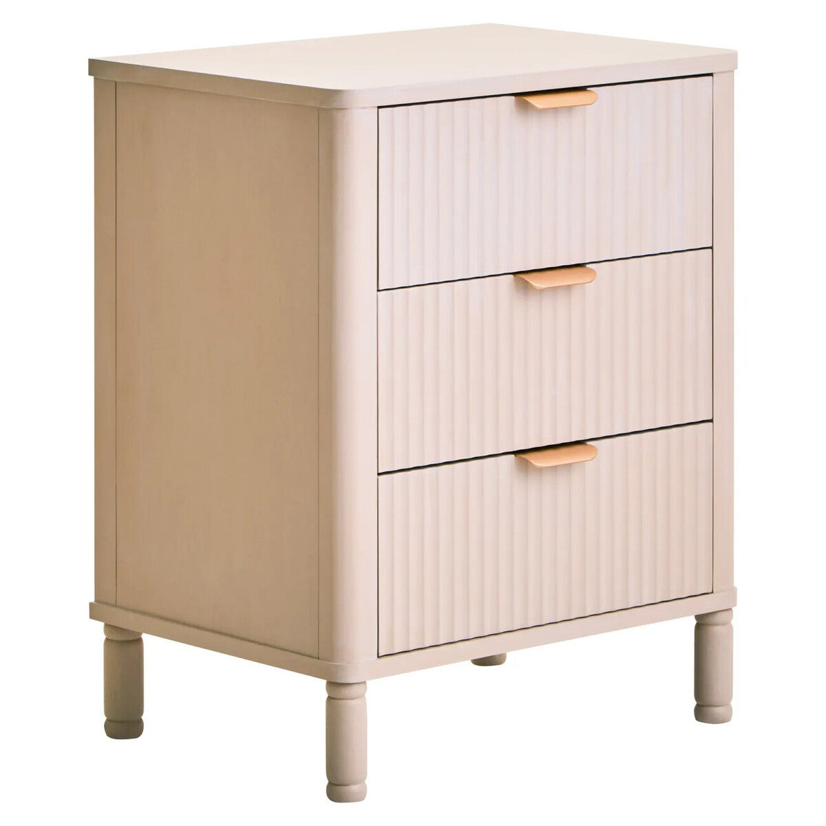 Harley Reed Detail Taupe Finish Three Drawer Chest