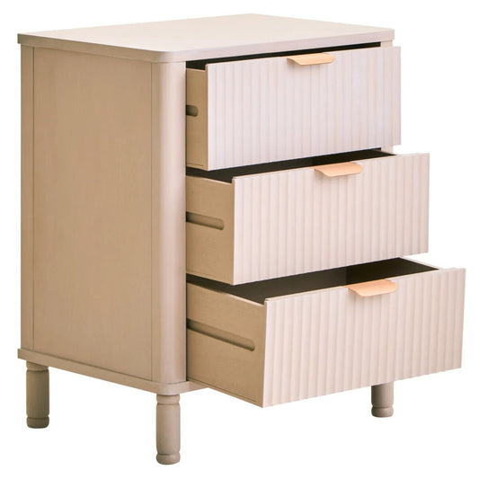 Harley Reed Detail Taupe Finish Three Drawer Chest