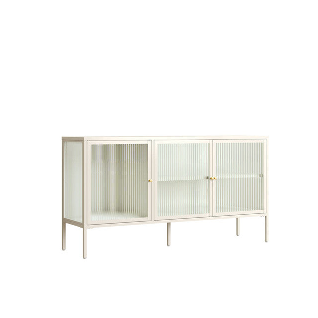 Ari Warm White Metal Fluted Glass Door Sideboard