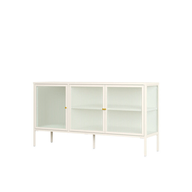 Ari Warm White Metal Fluted Glass Door Sideboard