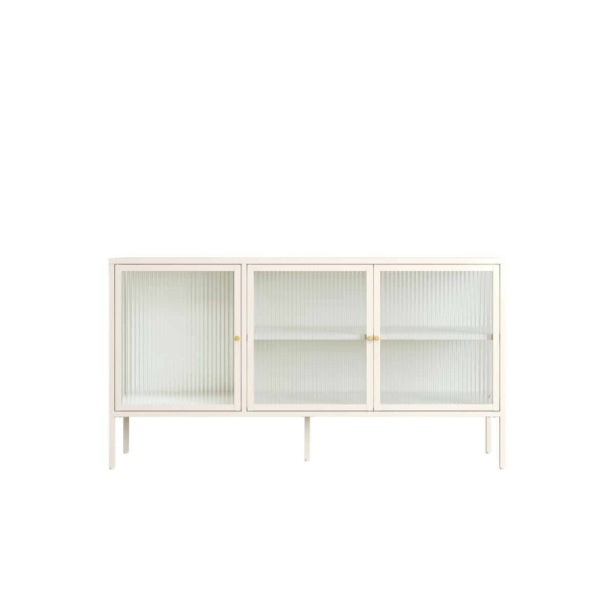 Ari Warm White Metal Fluted Glass Door Sideboard