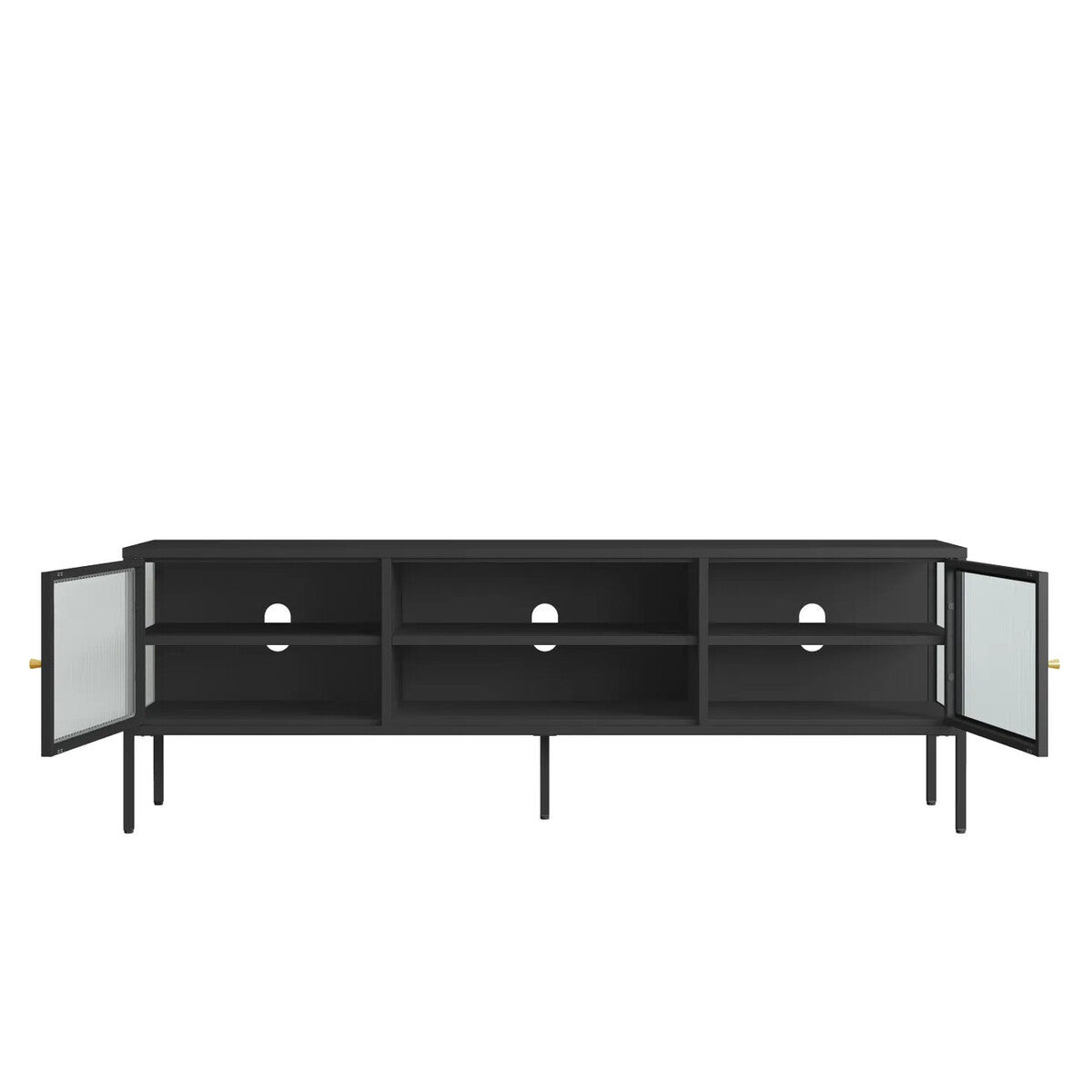 Ari Black Metal and Fluted Glass Door Media Unit