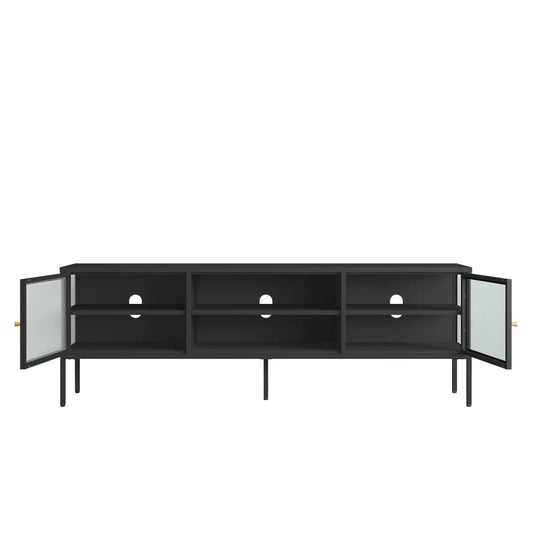Ari Black Metal and Fluted Glass Door Media Unit