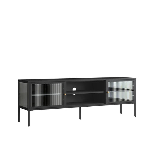 Ari Black Metal and Fluted Glass Door Media Unit