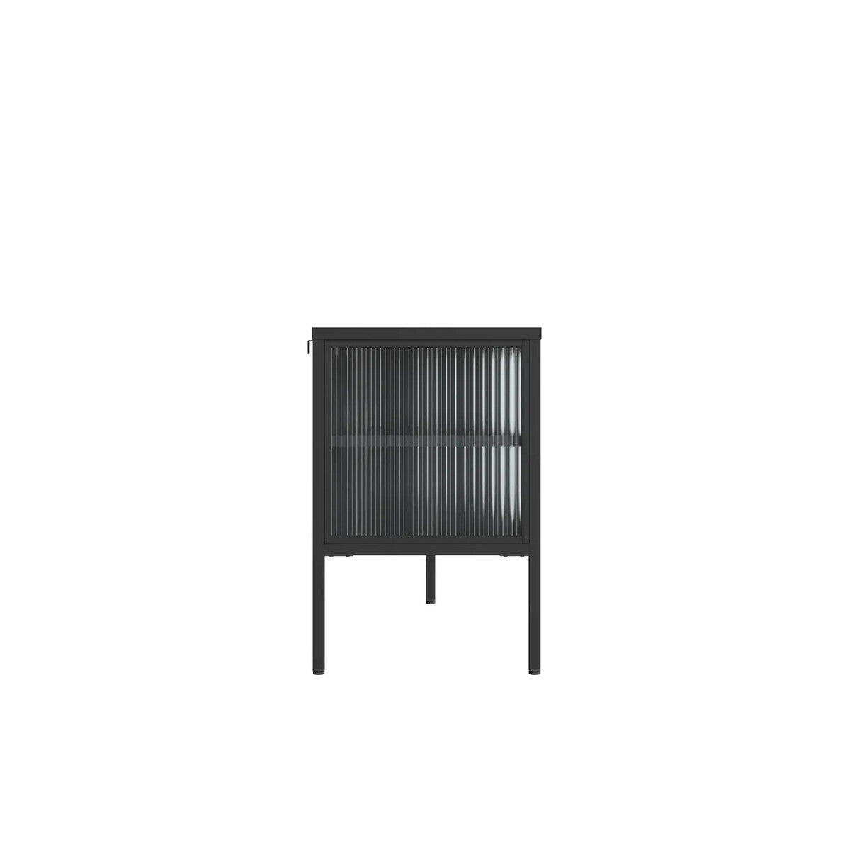 Ari Black Metal and Fluted Glass Door Media Unit