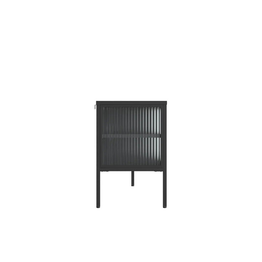 Ari Black Metal and Fluted Glass Door Media Unit
