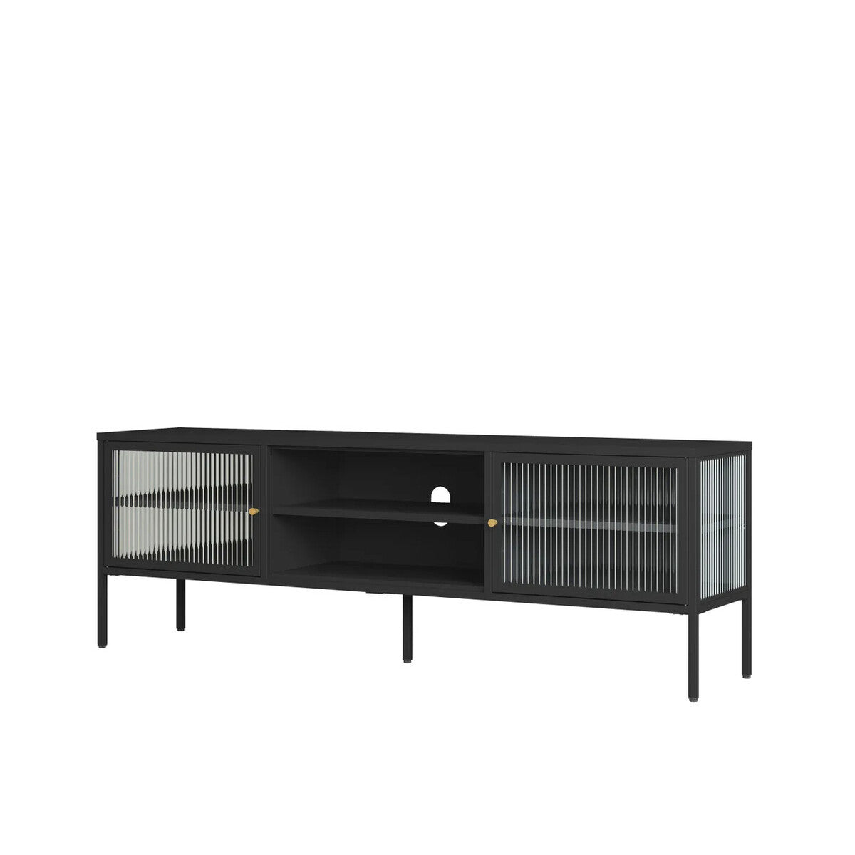 Ari Black Metal and Fluted Glass Door Media Unit