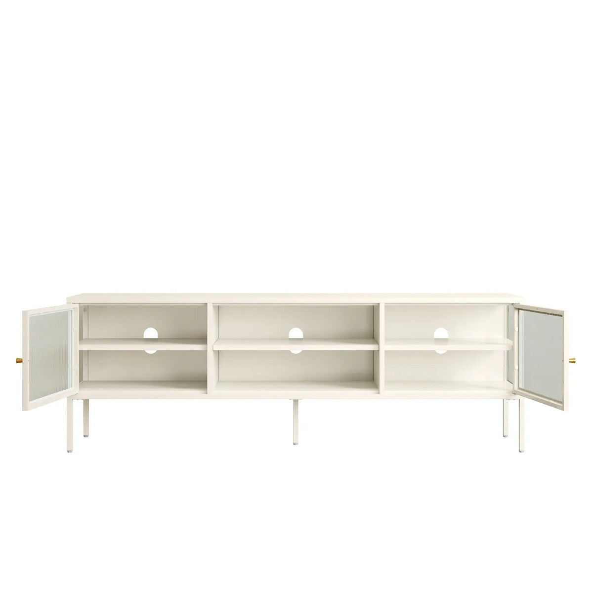 Ari White Metal Fluted Glass Door Media Unit