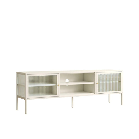 Ari White Metal Fluted Glass Door Media Unit