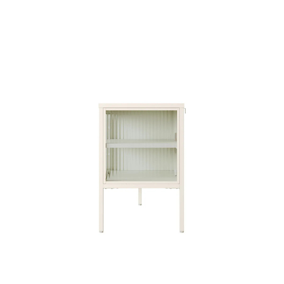 Ari White Metal Fluted Glass Door Media Unit