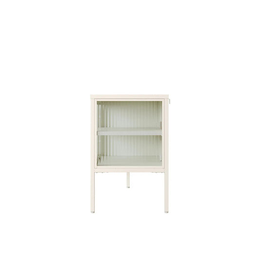 Ari White Metal Fluted Glass Door Media Unit