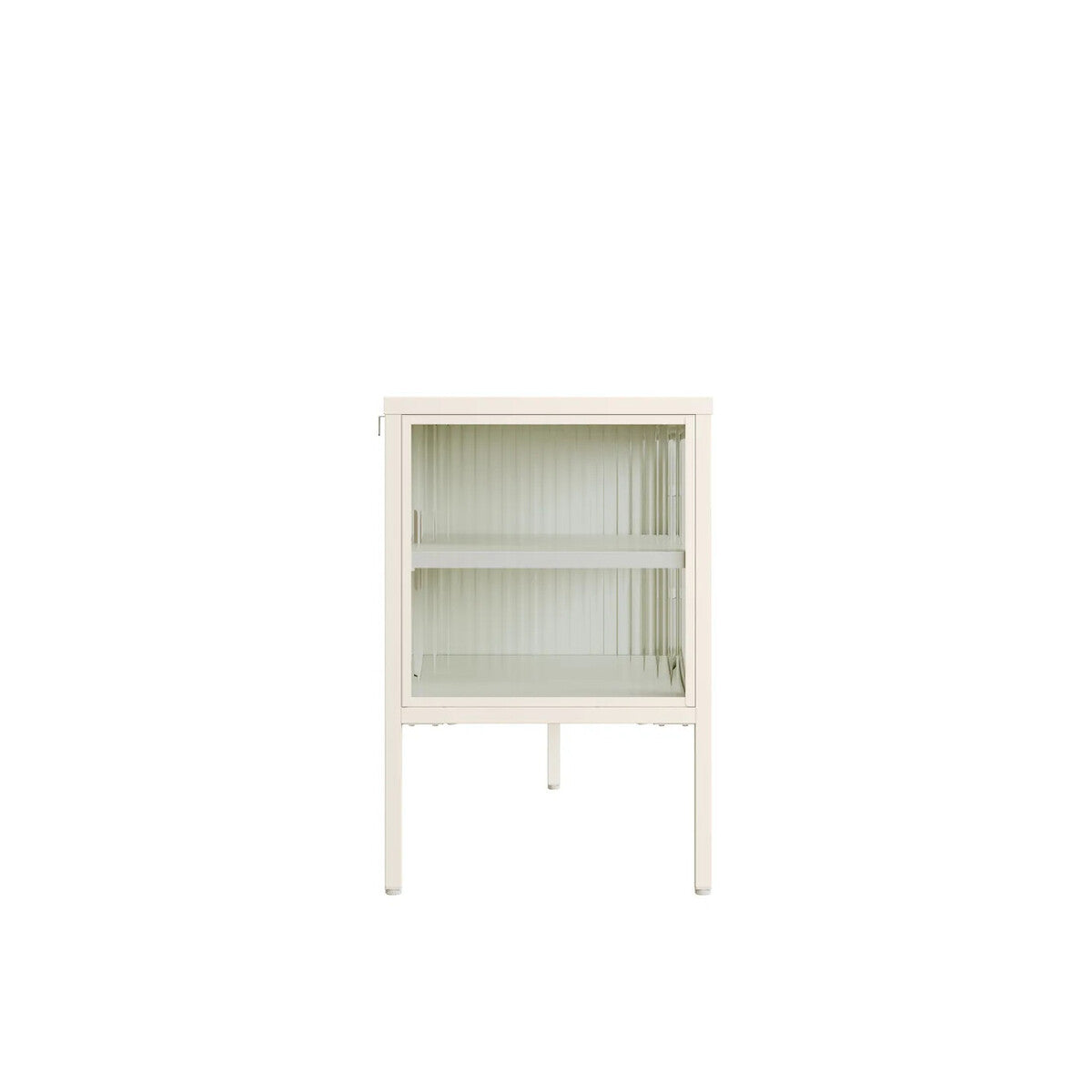 Ari White Metal Fluted Glass Door Media Unit