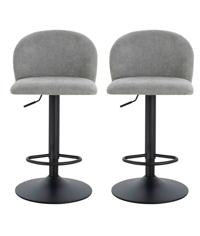 Montana Set of 2 Light Grey Textured Fabric Curved Bar Chairs