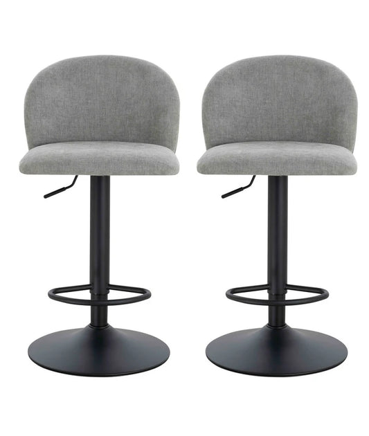 Montana Set of 2 Light Grey Textured Fabric Curved Bar Chairs