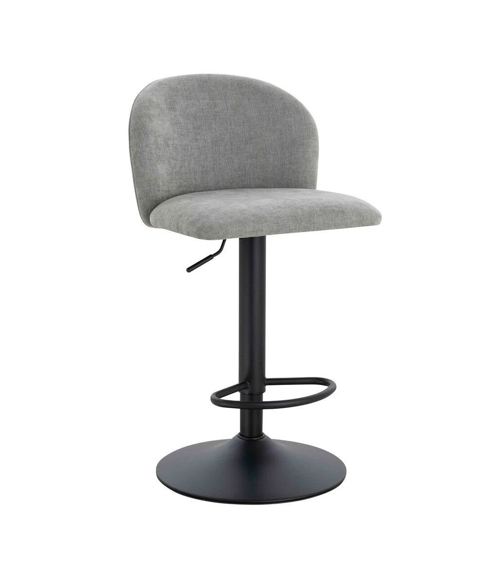 Montana Set of 2 Light Grey Textured Fabric Curved Bar Chairs