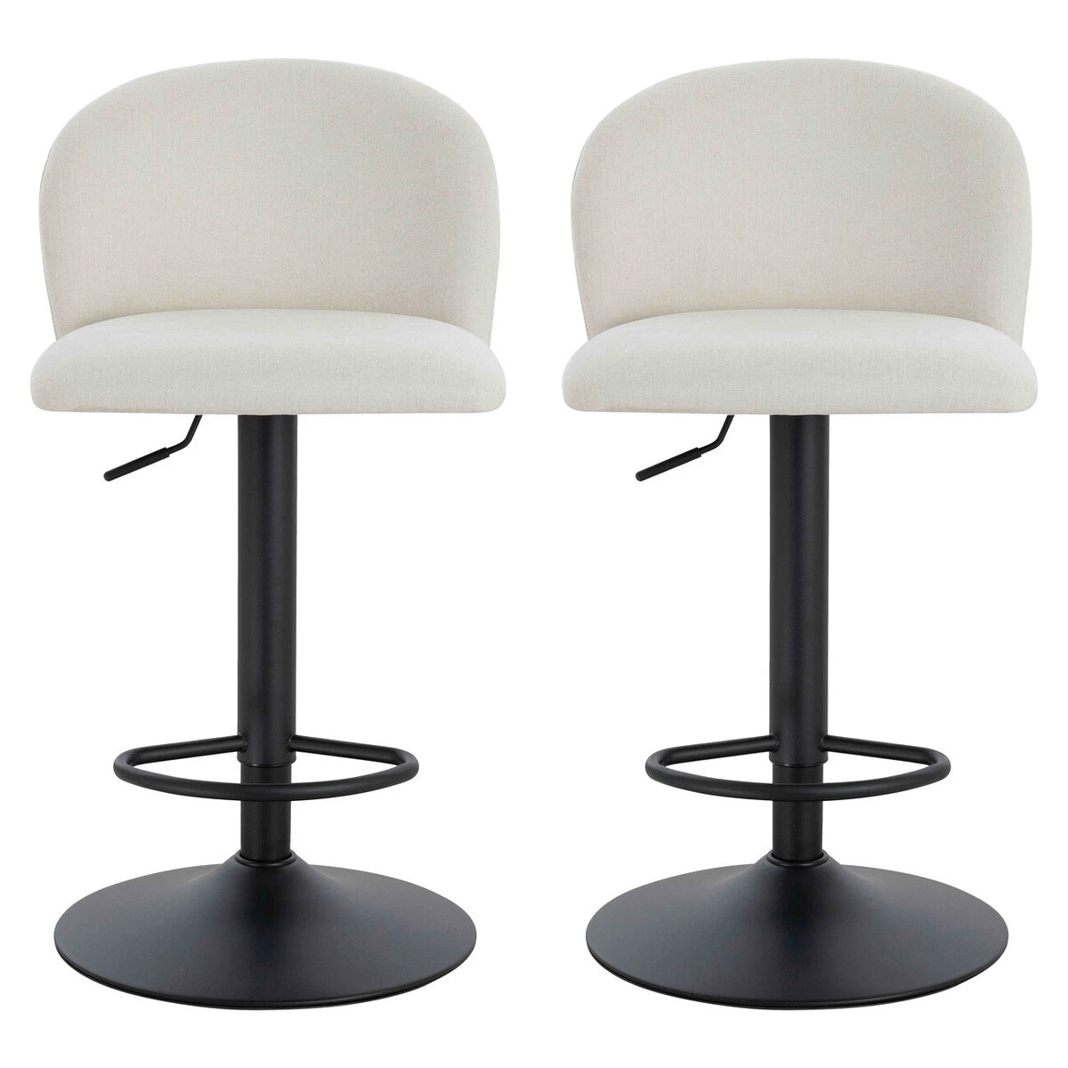 Montana Set of 2 Beige Textured Fabric Curved Bar Chairs