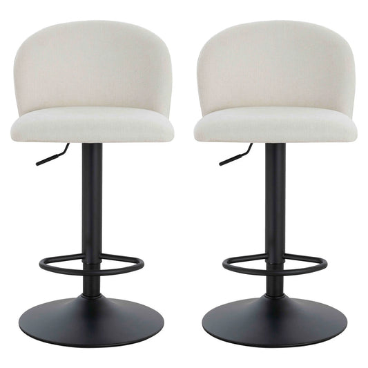 Montana Set of 2 Beige Textured Fabric Curved Bar Chairs