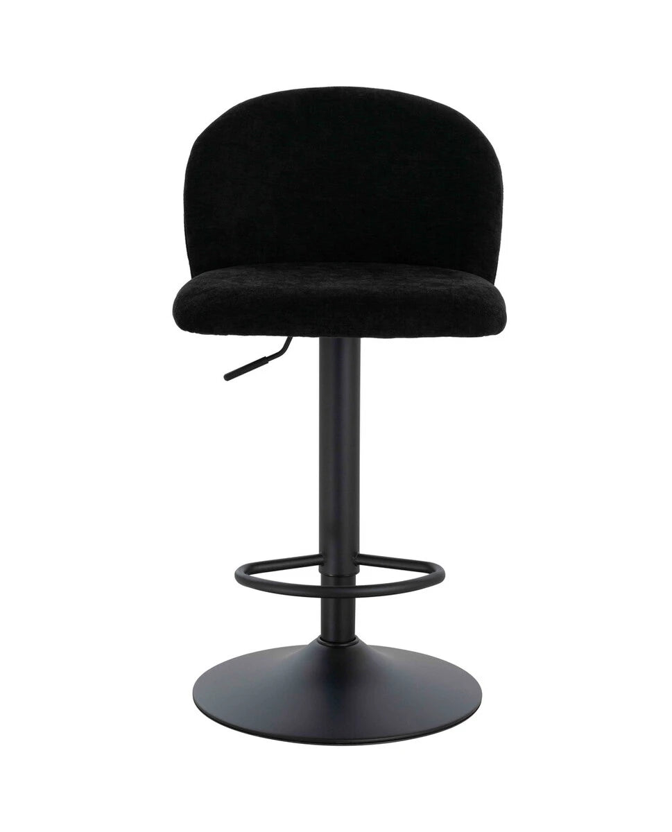 Montana Set of 2 Black Textured Fabric Curved Bar Chairs