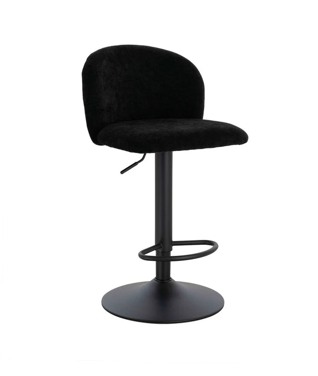 Montana Set of 2 Black Textured Fabric Curved Bar Chairs