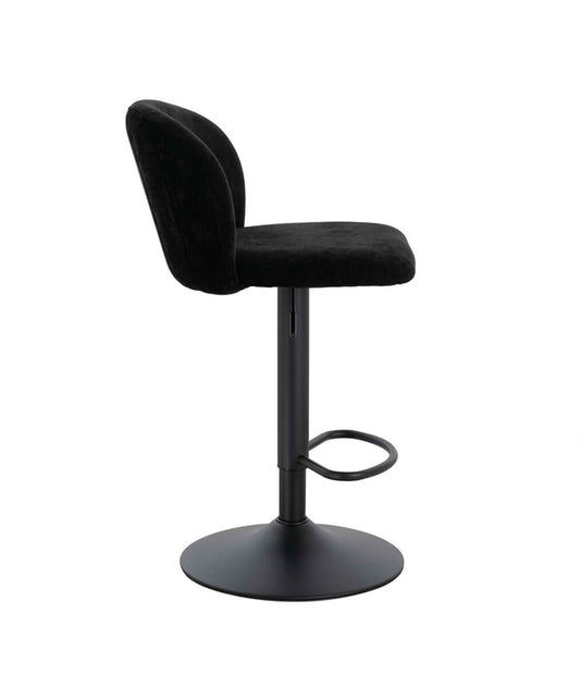 Montana Set of 2 Black Textured Fabric Curved Bar Chairs