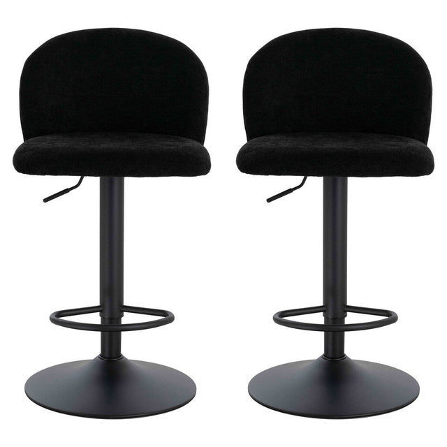 Montana Set of 2 Black Textured Fabric Curved Bar Chairs
